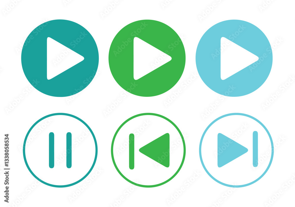 Media player icon. Play button icon set. audio or video play button vector symbol. Eps 10 Media player icon. Play button icon set. audio or video play button vector symbol. Eps 10