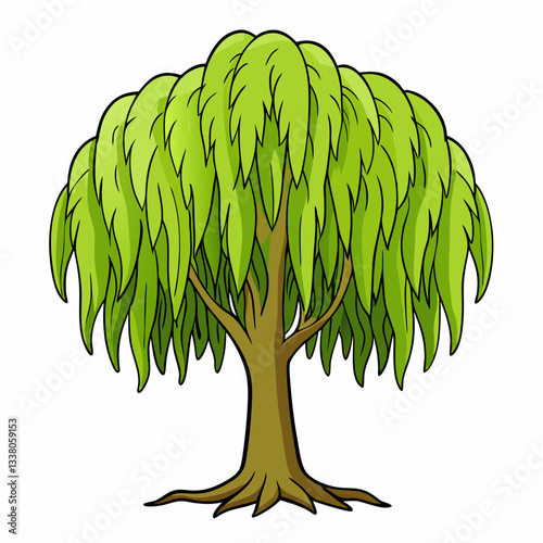 willow tree isolated on white background