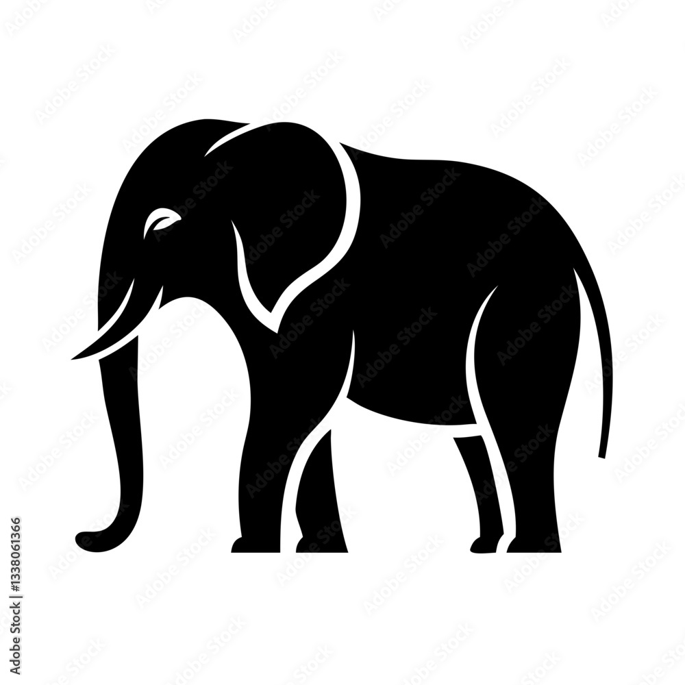 Obraz premium Majestic elephant with prominent tusks, ideal for wildlife conservation and safari themes.