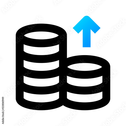 Coin Icon. Coin, Stack of Coins, Growth, Stacking, Savings, Currency, Income, Assets. Vector Icon Illustration