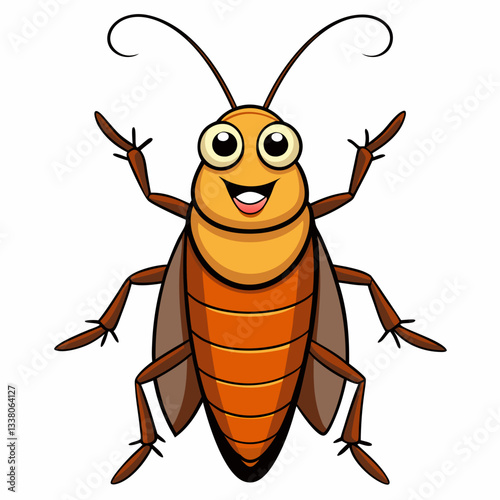 vector illustration of cartoon cockroach