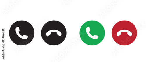 Phone and call ringing vector icon set illustration isolated on white background.