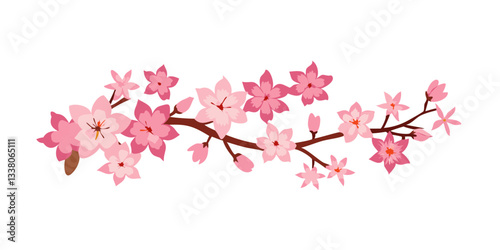 Pink cherry blossom branch in bloom