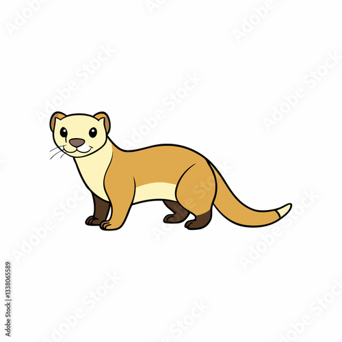 vector illustration of cartoon ferret