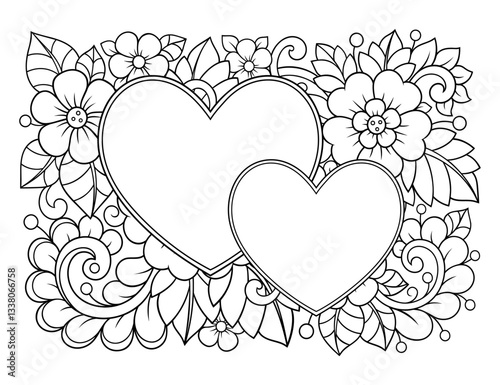 Frame in eastern tradition. Stylized with henna tattoos decorative pattern for decorating covers for book, notebook, casket, magazine, postcard and folder. Flower Heart in mehndi style.