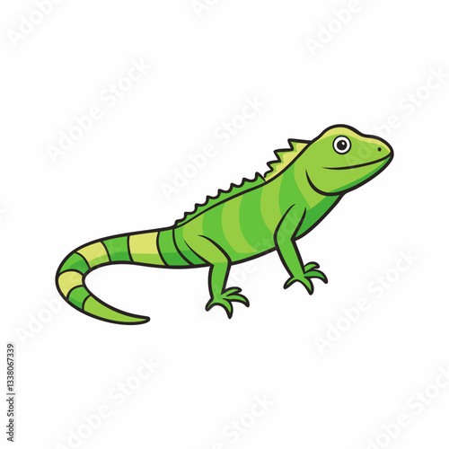green iguana isolated on white