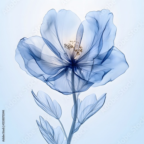Translucent Blue Flower X Ray Style Botanical Art Delicate Petals Nature Photography