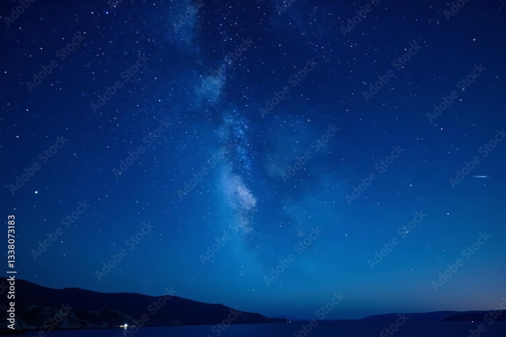 Fototapeta premium A serene blue night sky full of twinkling stars, Starry, cosmic