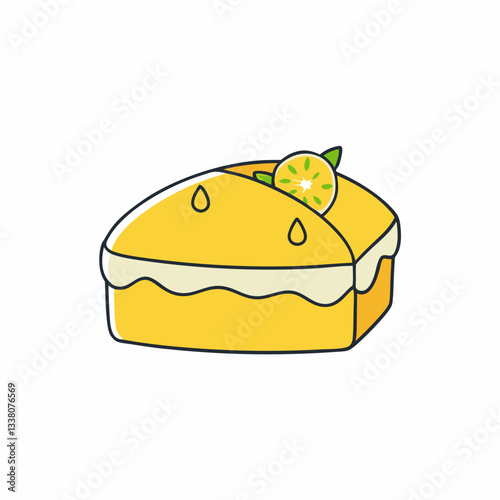 lemon drizzle cake isolated on white background