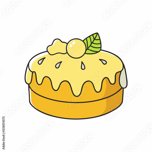 lemon drizzle cake isolated on white background