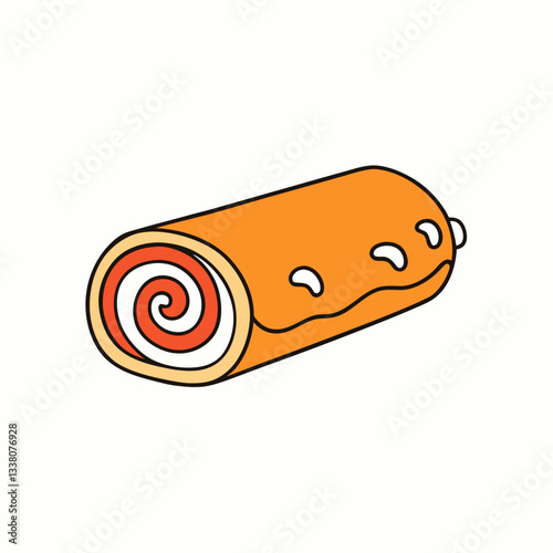 swiss roll roulade cake on white