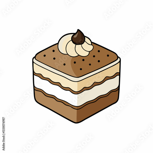 tiramisu cake isolated on white