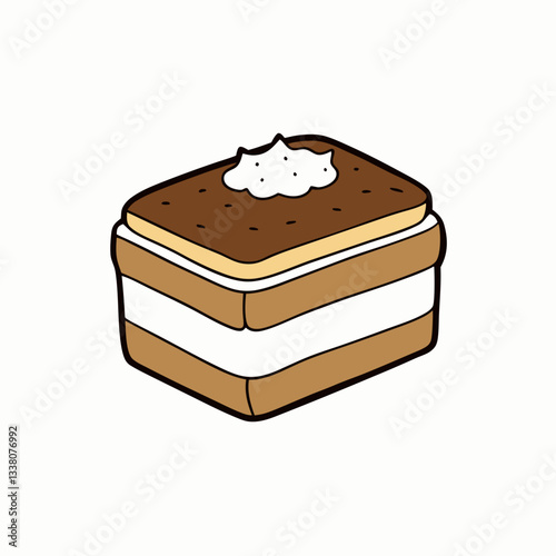 tiramisu cake isolated on white