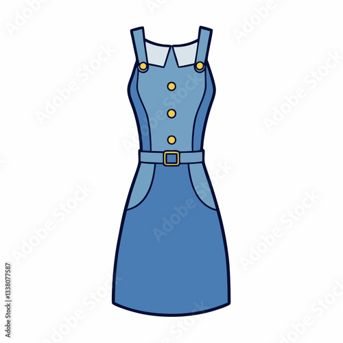 vector illustration of a denim dress