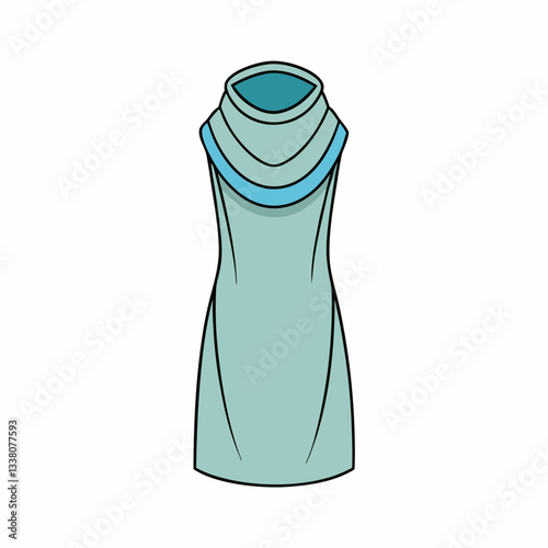cowl neck dress isolated on white