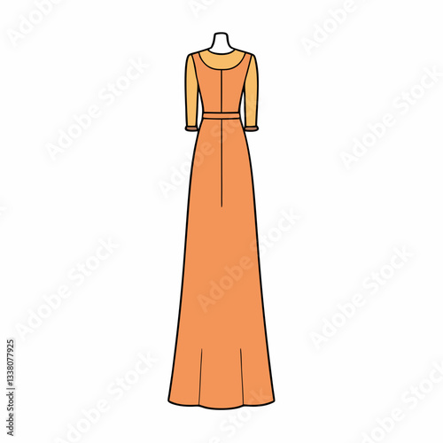 vector illustration of a maxi dress