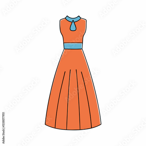 vector illustration of a midi dress