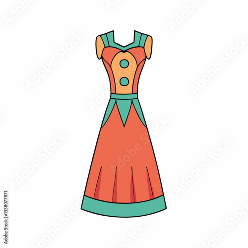 vector illustration of a midi dress