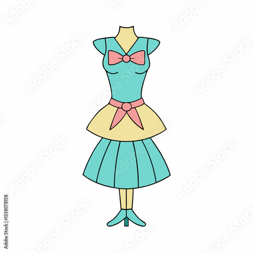 vector illustration of peplum dress