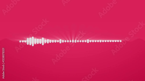 A futuristic audio waveform bar with light shadow glowing, pulsing light effects, great for music-related visuals animation on red motion  background.