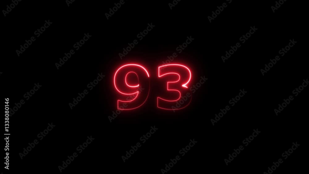 neon text 93 number countdown icon background 4k animation .Neon number 93 with alpha channel, neon numbers, Bright neon glowing number 93 , Energy Neon red Number 93 Animation neon text 93 number countdown icon background 4k animation .Neon number 93 with alpha channel, neon numbers, Bright neon glowing number 93 , Energy Neon red Number 93 Animation