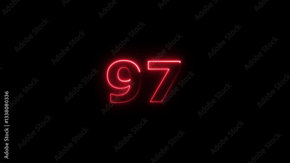 neon text 97 number countdown icon background 4k animation .Neon number 97 with alpha channel, neon numbers, Bright neon glowing number 97, Energy Neon red Number 97 Animation neon text 97 number countdown icon background 4k animation .Neon number 97 with alpha channel, neon numbers, Bright neon glowing number 97, Energy Neon red Number 97 Animation