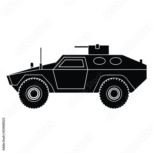 Military Truck Silhouette Icon for Defense Graphics