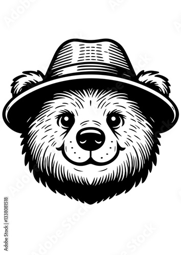 Cute Bear with Hat Vector Illustration