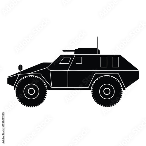 Army Transport Vehicle Black Silhouette Design