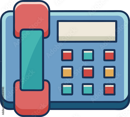 Retro Telephone with Buttons Vector Illustration, A vector illustration of a retro telephone with colorful buttons, perfect for vintage, communication, and nostalgic-themed designs.
