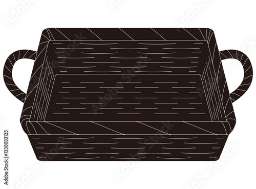 シルエットのバスケットかごのイラスト素材