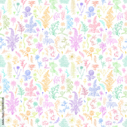 Floral Seamless Pattern: Elegant Vector Illustration for Fabrics, Wallpapers, and Packaging Design