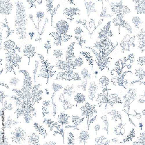 Floral Seamless Pattern: Elegant Vector Illustration for Fabrics, Wallpapers, and Packaging Design