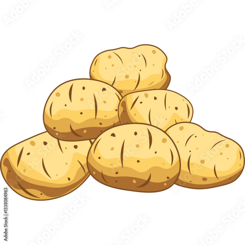 potatoes vegetable in flat color block editable vector illustration cartoon