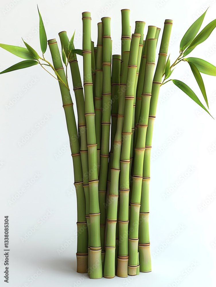 Obraz premium Green bamboo stalks growing tall and forming a cluster
