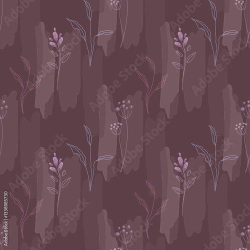 Seamless watercolor floral pattern in dark colors.
