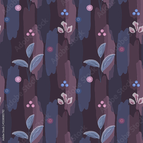 Seamless watercolor floral pattern in dark colors.