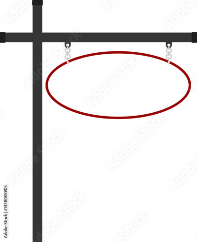 Illustration of a hanging sign board with blank copy space. Empty sign board with pole for your design. 