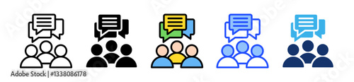 Discussion Icon Set With Multiple Style Collection