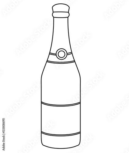 Cute cartoon hand drawn vector Champagne bottle outline.
