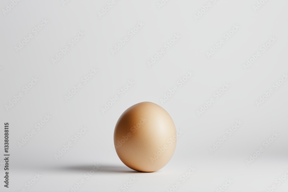 Single brown egg on neutral background. Minimalist organic food concept for nutrition and cooking Single brown egg on neutral background. Minimalist organic food concept for nutrition and cooking