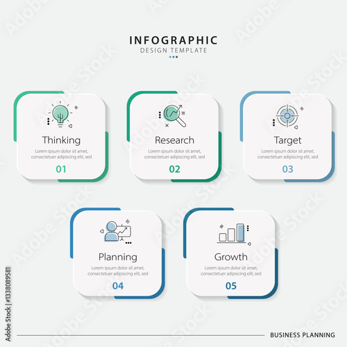 Timeline Creator infographic template. 5 Step timeline journey, calendar Flat simple infographics design template. presentation graph. Business concept with 5 options, gantt vector illustration.
