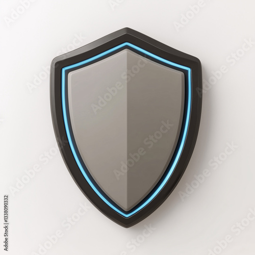 A shield-style badge indicating professional certification, futuristic design, minimalist, metallic gray with blue neon accents Free Download A shield-style badge indicating professional certification, futuristic design, minimalist, metallic gray with blue neon accents - GFXLoad