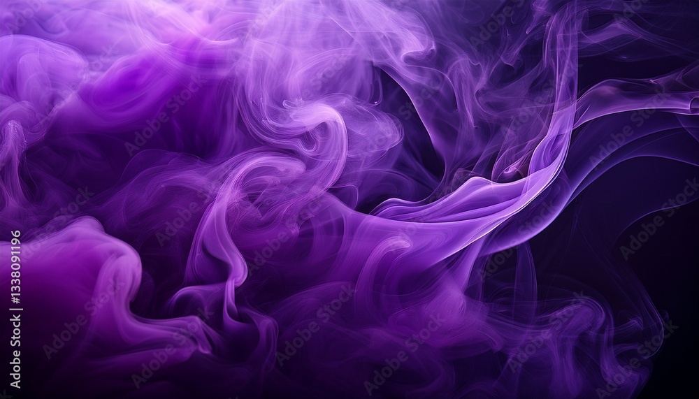 Fototapeta premium Violet purple abstract smoke on black dark background.Generated image