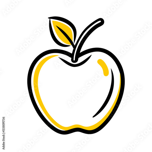 Hand-drawn healthy food icon in yellow and black