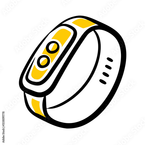 Hand-drawn fitness tracker icon in yellow and black
