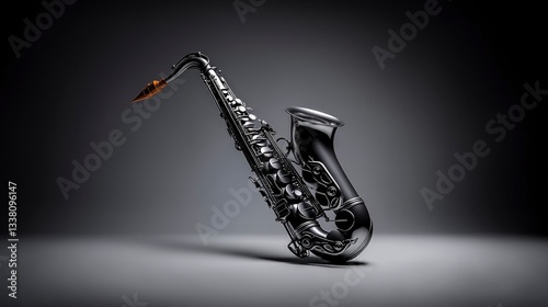Sleek Silver Saxophone  Studio Shot  Musical Instrument  Jazz  High Resolution Image