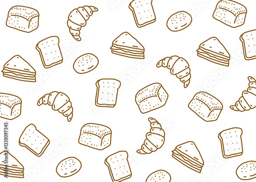 A set of bakery illustration pattern with white background, food packaging, menu illustration hand drawn print ads, food business, coffee shop