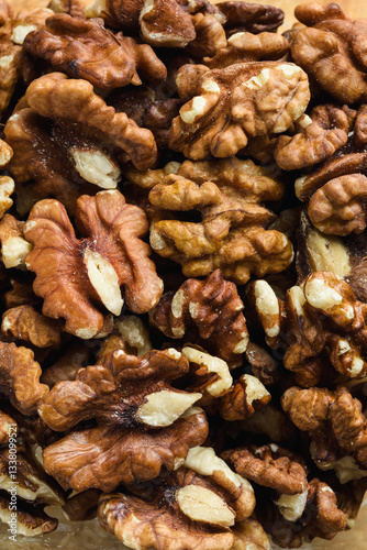 Shelled walnuts close-up.