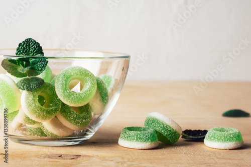 Chewy candy rings.
